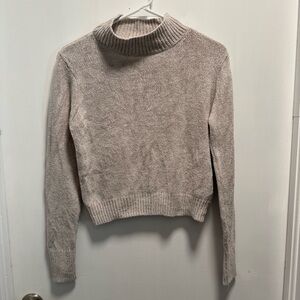 Wilfred Aritzia Mock Neck Chenille Knit Sweater Womens Size Large Taupe Beige